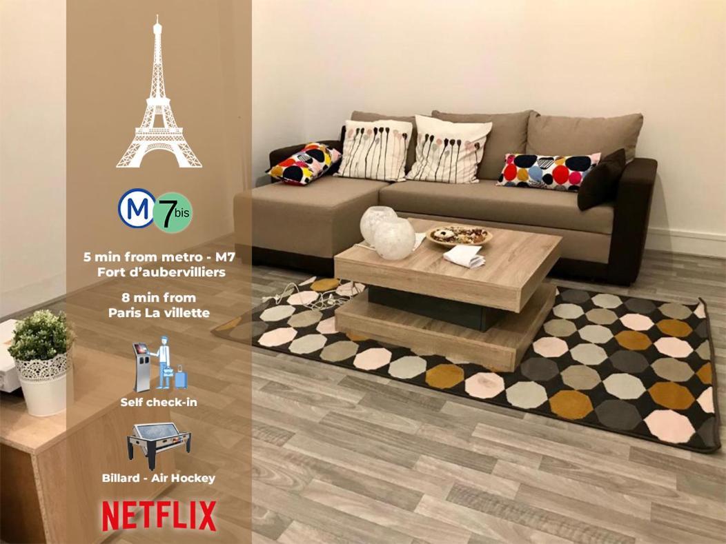 Grand F3 60M2 Pour 6 Personnes - Paris 19Eme - Stade De France - La Villette Aubervilliers Esterno foto