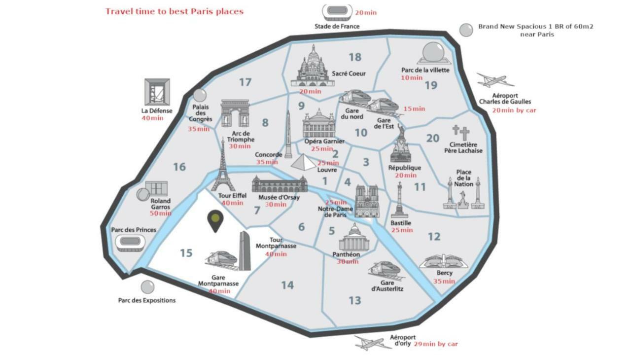Grand F3 60M2 Pour 6 Personnes - Paris 19Eme - Stade De France - La Villette Aubervilliers Esterno foto